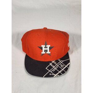 NOS Houston Astros New Era Flex Fit Cap Black & Orange 3d Embroidery sz M/L